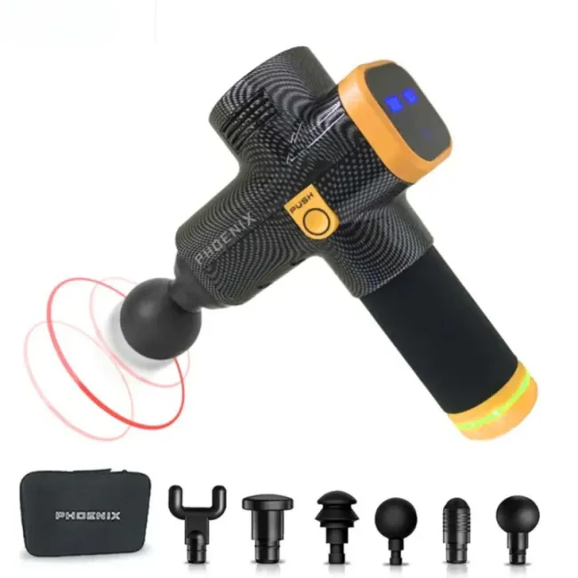 Pistola Massageadora Phoenix Profissional 20 Níveis 6 Cabeças Bivolt