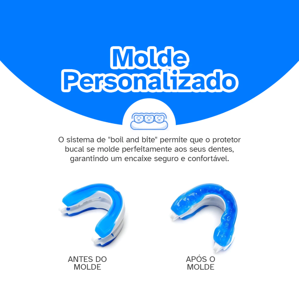 Detalhe do mecanismo de ajuste do protetor bucal