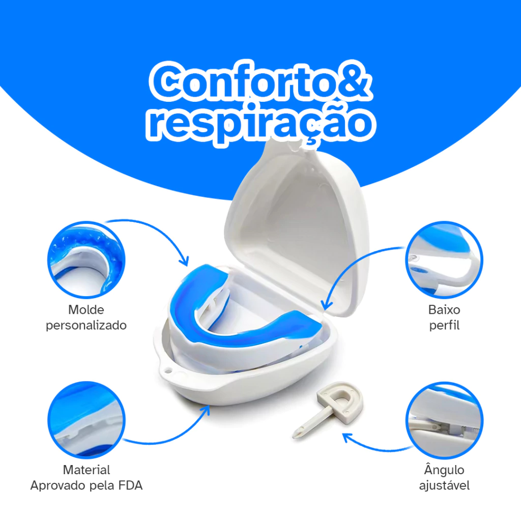 Protetor bucal no estojo e uso noturno